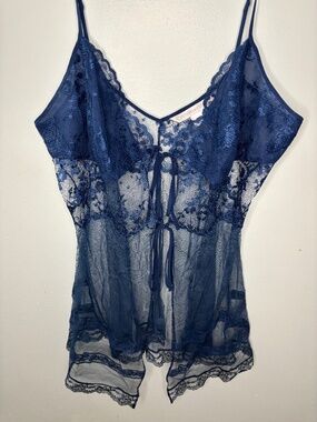 Victoria's Secret Blue Lacy Slip Lingerie Size L